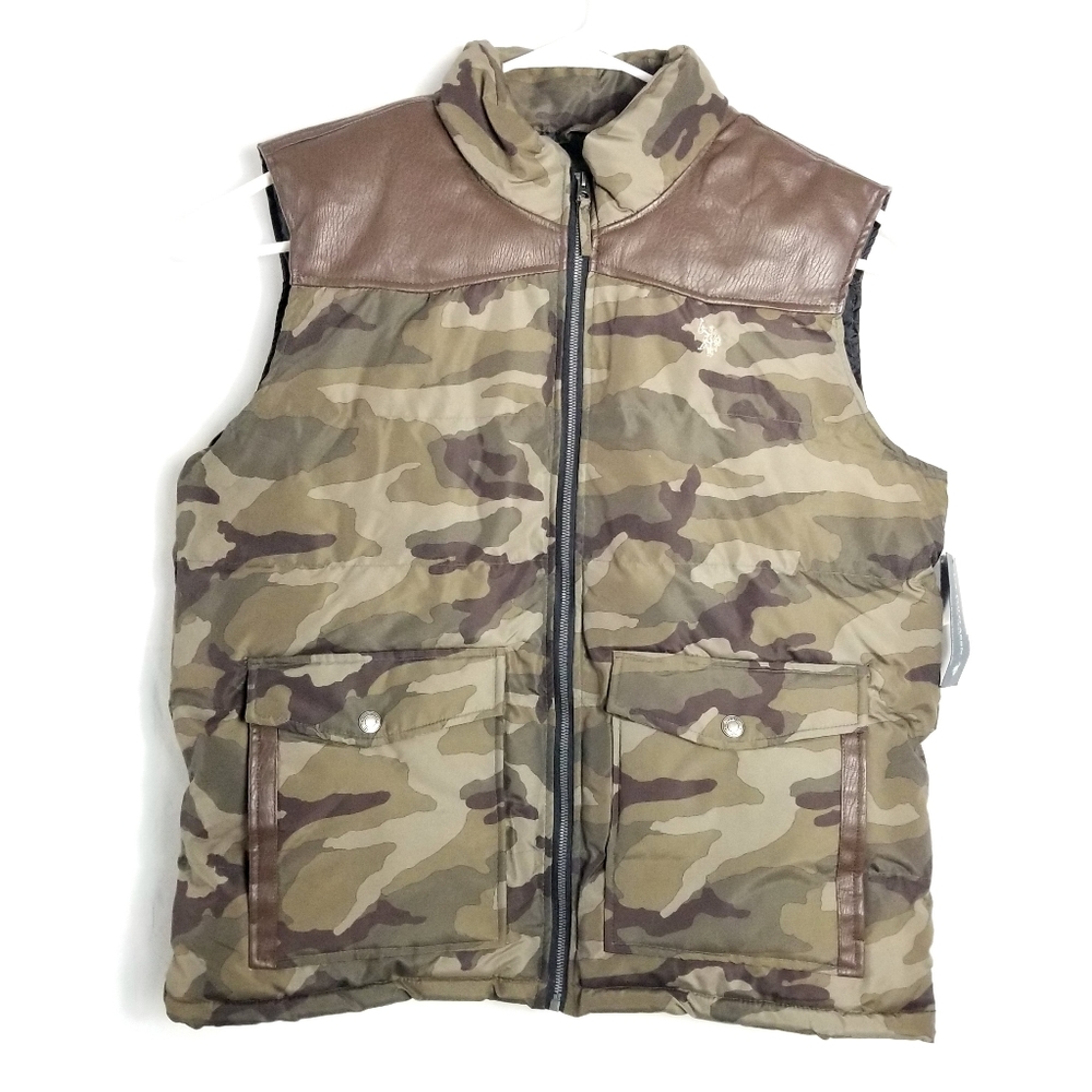 U.s.Polo ASSN Camo Puffer Vest Water Resistant men's size L